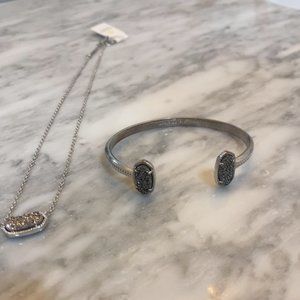 Kendra Scott Platinum Drusy Necklace and Bracelet